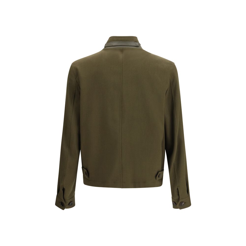 Bicolor Fleece Wool Biker Jacket