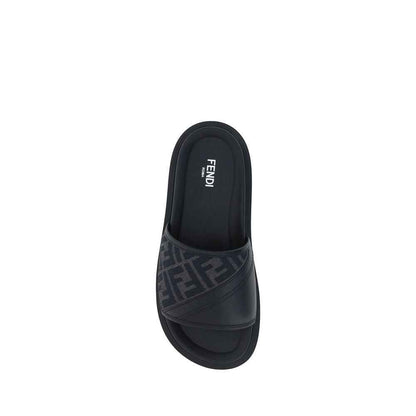 Gray Fabric Flat Sandals