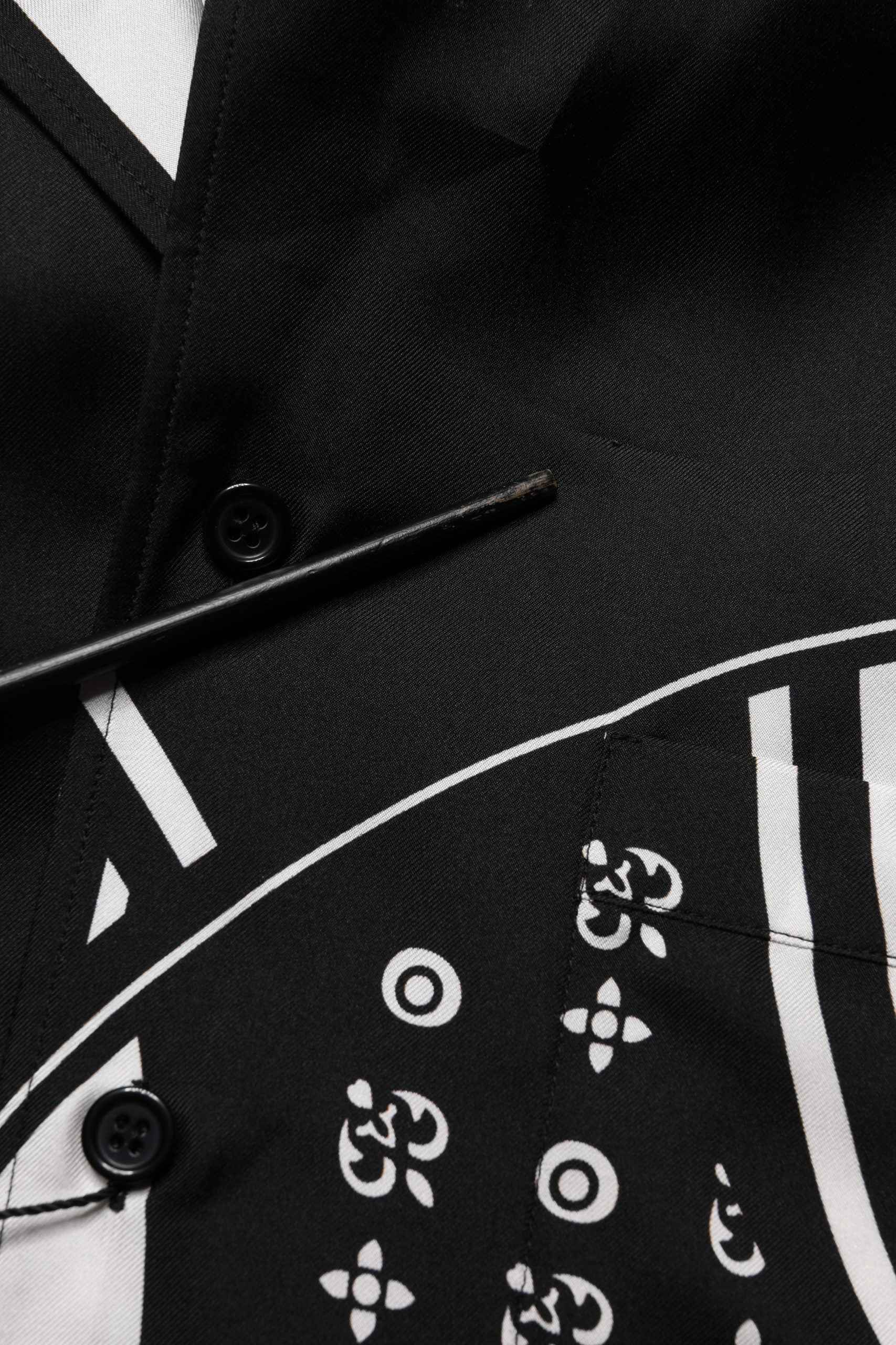 Black Silk Logo Print Short Sleeves Shirt