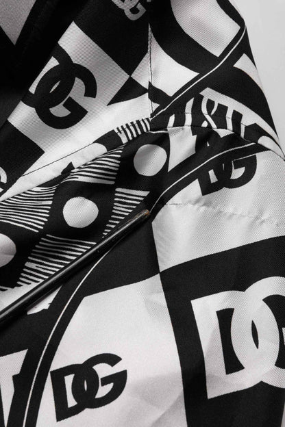 Black Silk Logo Print Short Sleeves Shirt