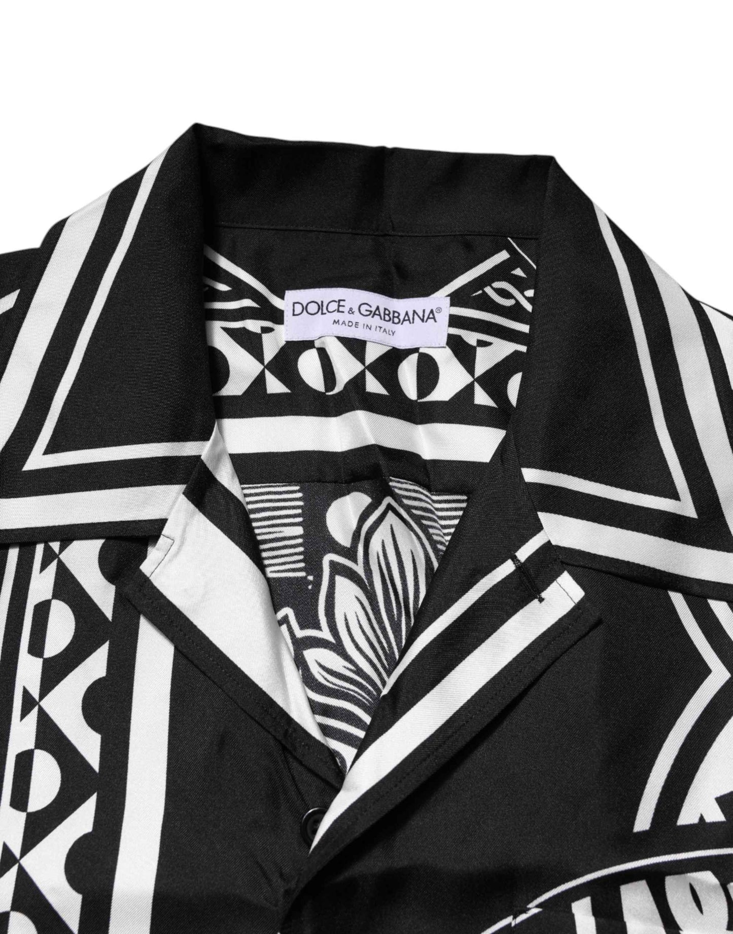 Black Silk Logo Print Short Sleeves Shirt