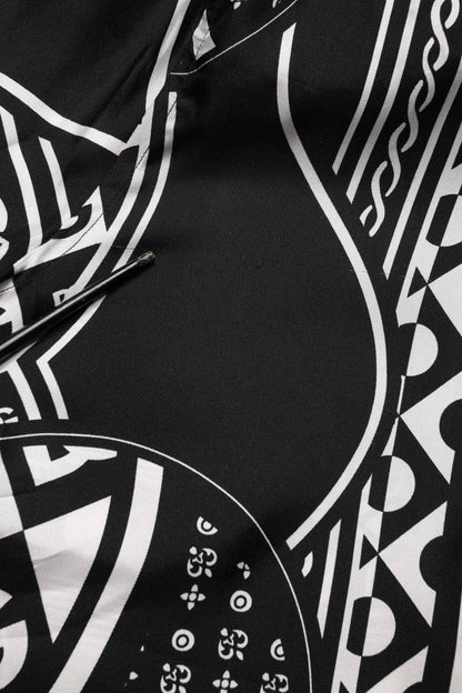 Black Silk Logo Print Short Sleeves Shirt