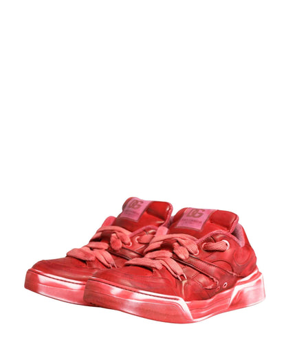 Red Distressed Suede Men Sneakers Shoes