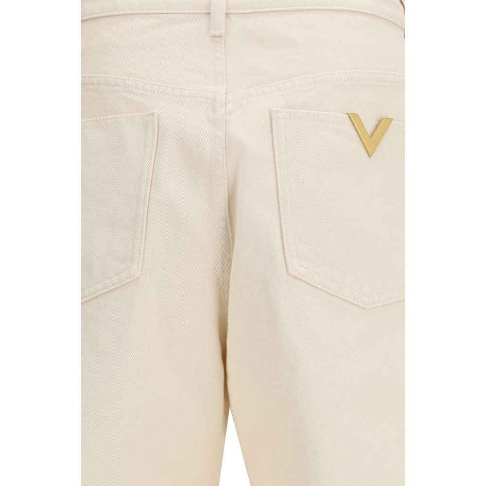 Beige Cotton Casual Pants