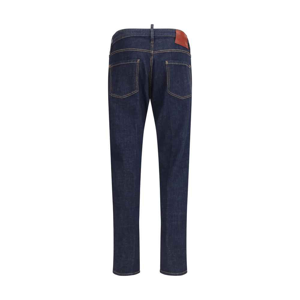 Blue Cotton Straight-Leg Jeans
