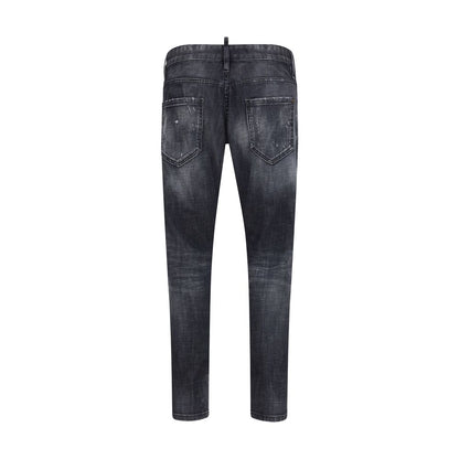 Black Cotton Slim Fit Jeans