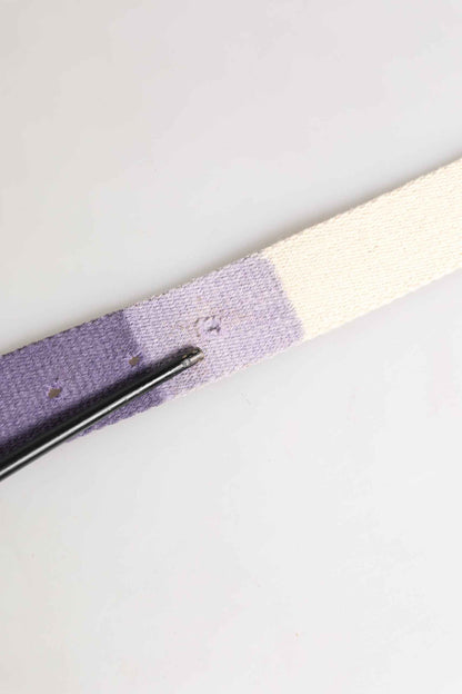 Men Purple Canvas Silver Metal Buckle Belt