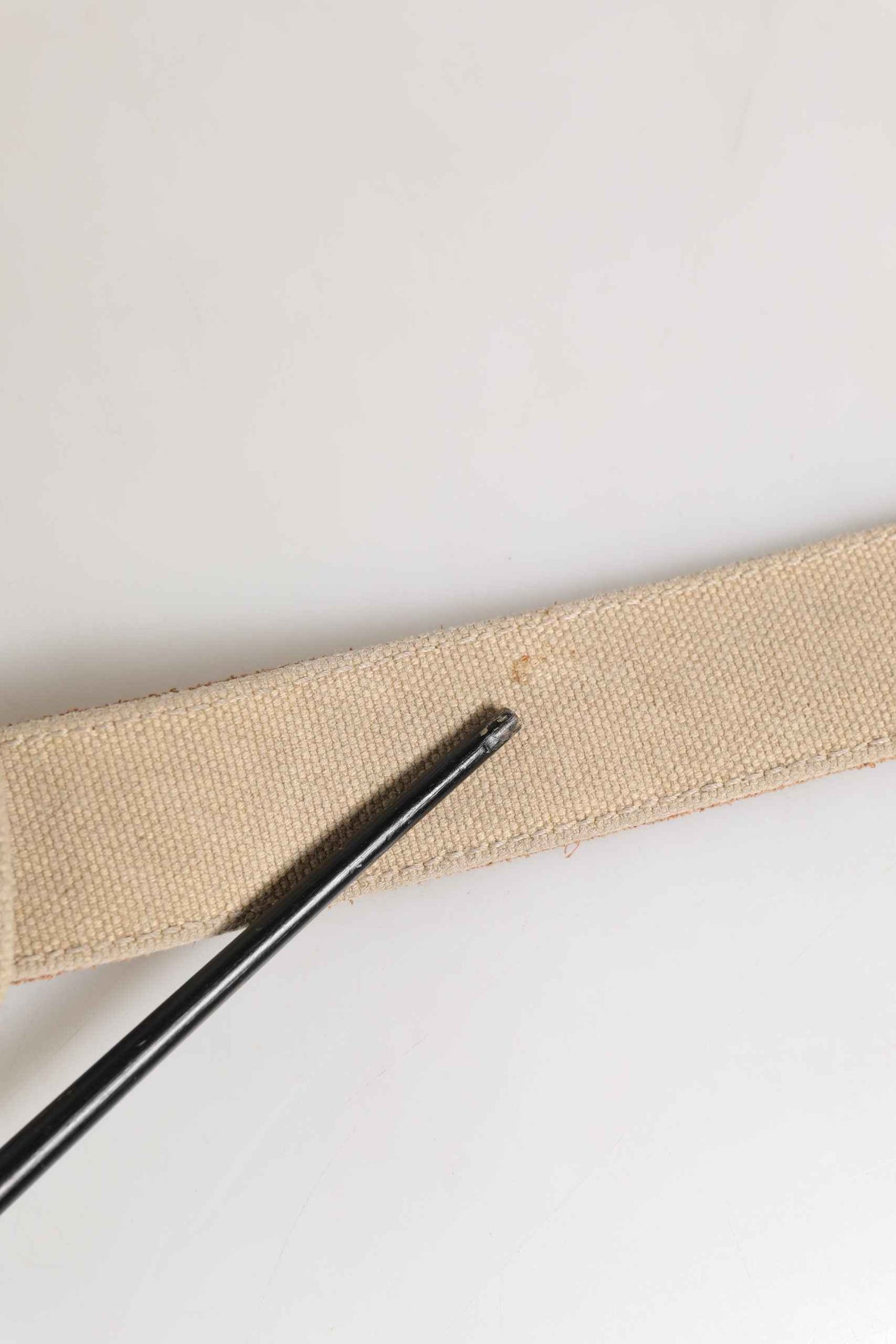 Men Beige Canvas Silver Metal Buckle Cintura Belt