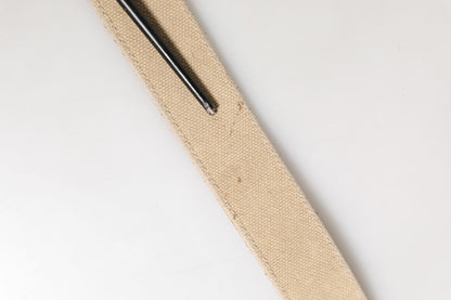 Men Beige Canvas Silver Metal Buckle Cintura Belt