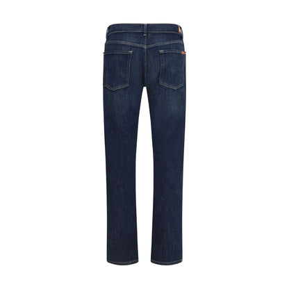 Blue Cotton Flared Jeans