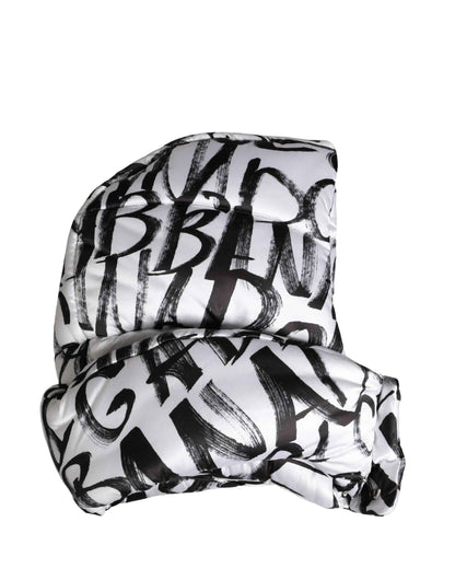 White Logo Print Whole Head Wrap Capello Hat