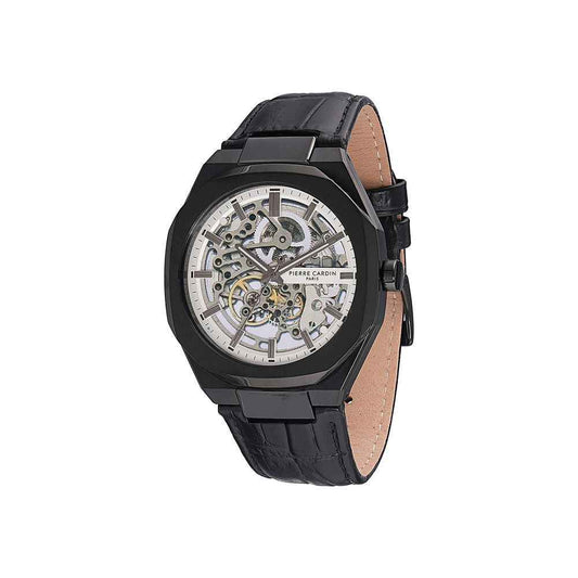 Black Leather Dress Watch