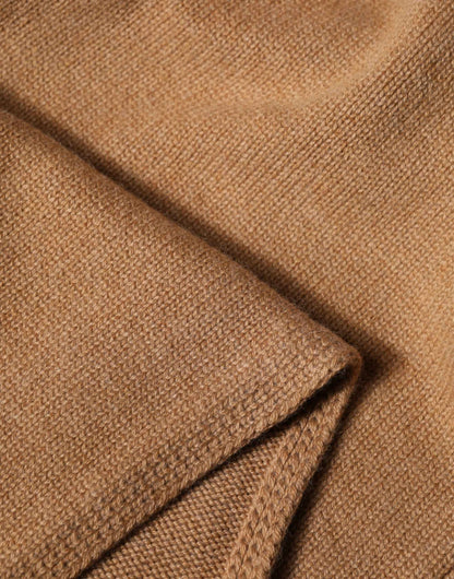 Brown Cashmere Knitted Men Neck Warmer One Size Scarf