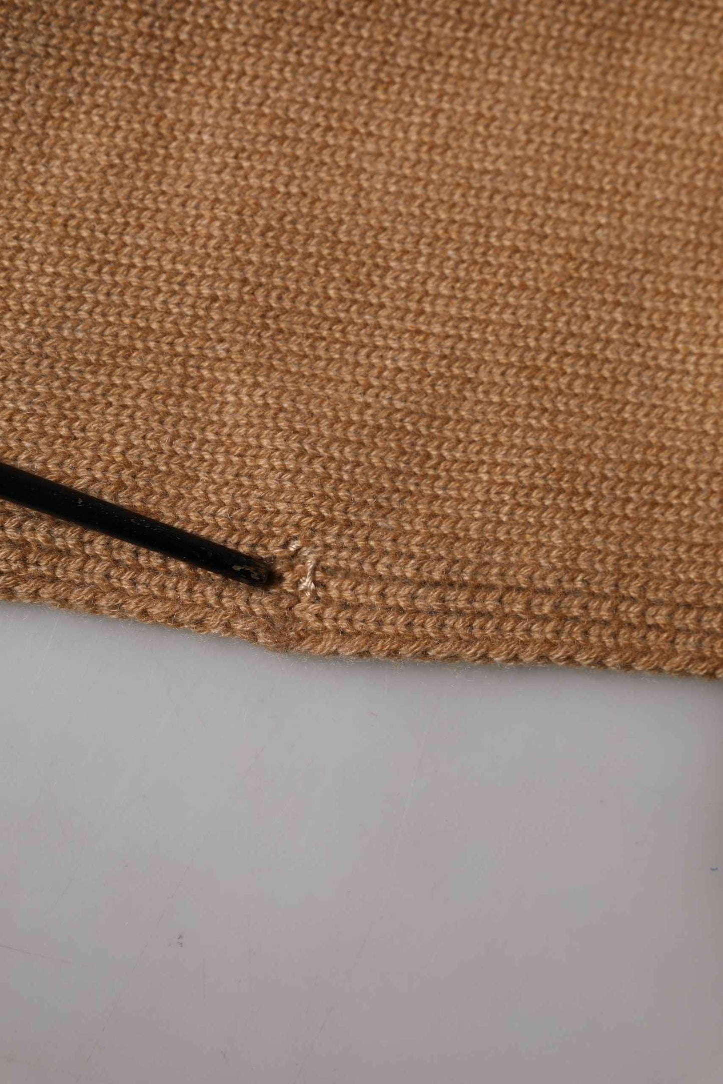 Brown Cashmere Knitted Men Neck Warmer One Size Scarf