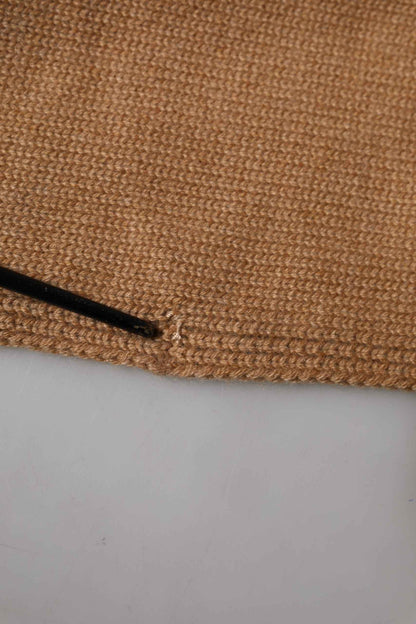Brown Cashmere Knitted Men Neck Warmer One Size Scarf