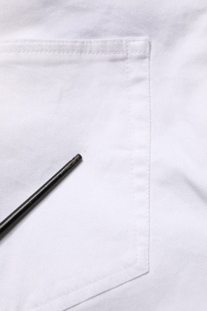 White Straight Mid Waist Denim Trouser Jeans