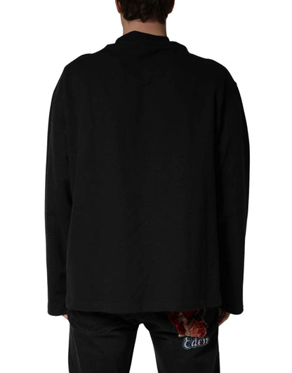 Black Cotton Crew Neck Sweatshirt  Sweater