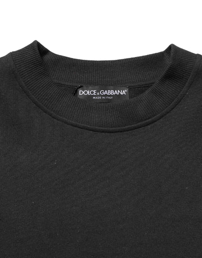 Black Cotton Crew Neck Sweatshirt  Sweater
