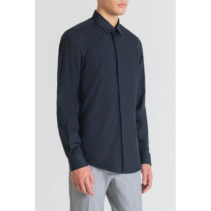 Blue Cotton Dress Shirt
