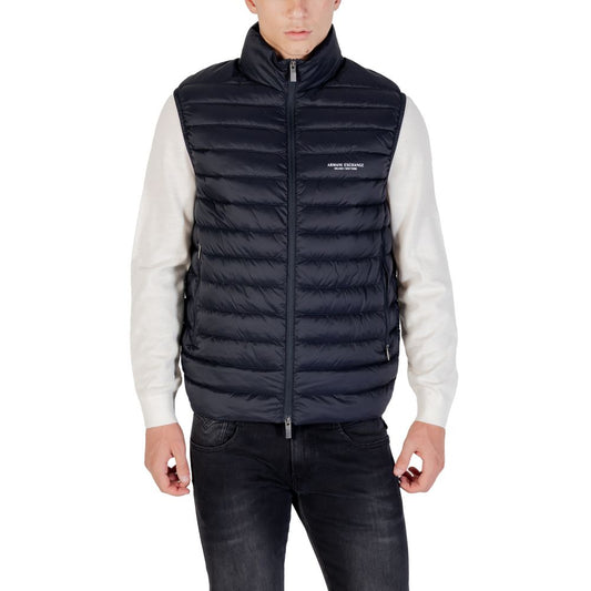 Blue Polyamide Sleveless Jacket
