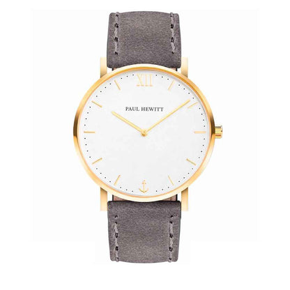 Gray Leather Dress Watch