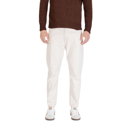 Cream Cotton Relaxed Fit Jeans