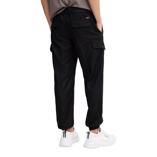 Black Polyester Casual Pants