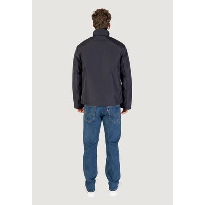 Blue Polyester Full-Length Jacket