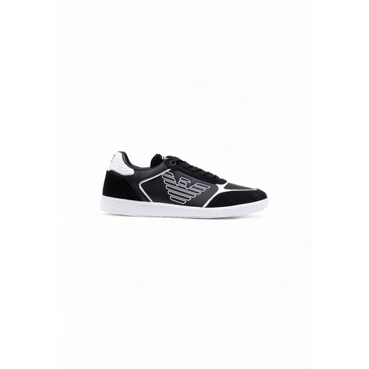 Black And White Leather Athletic Sneakers