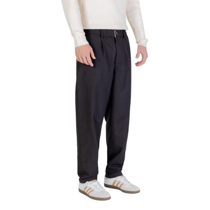 Black Cotton Casual Pants