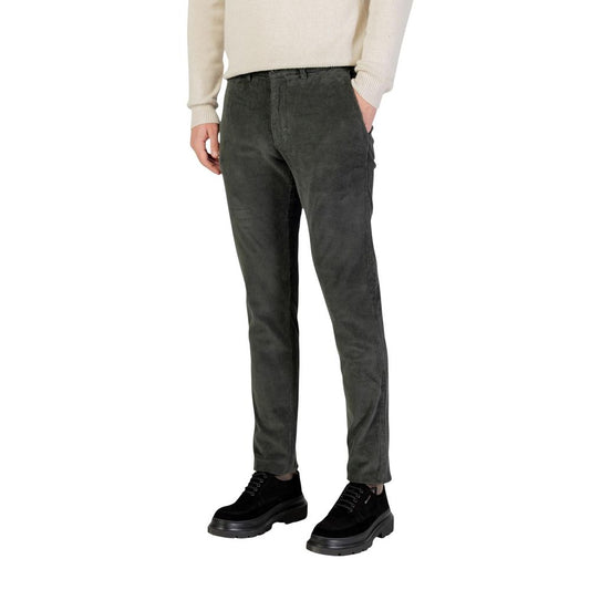 Green Cotton Casual Pants