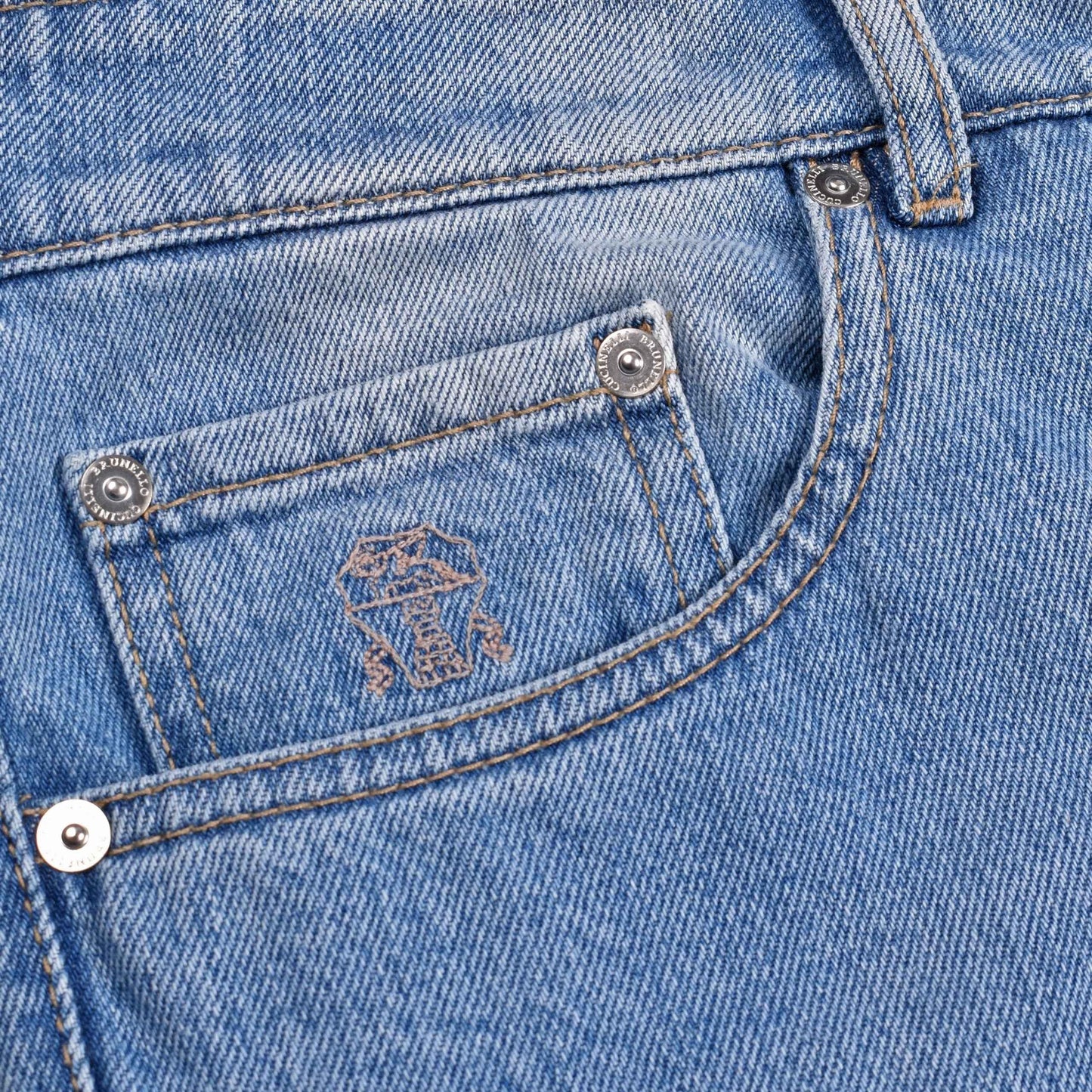 Blue Cotton Straight-Leg Jeans