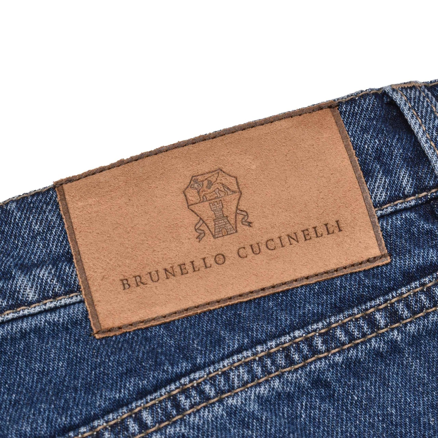 Blue Cotton Straight-Leg Jeans