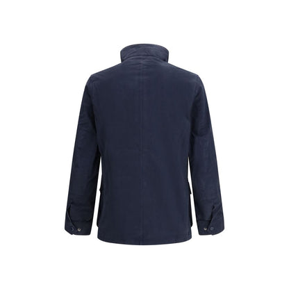 Blue Cotton Full-Length Jacket