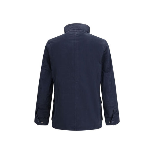 Blue Cotton Full-Length Jacket