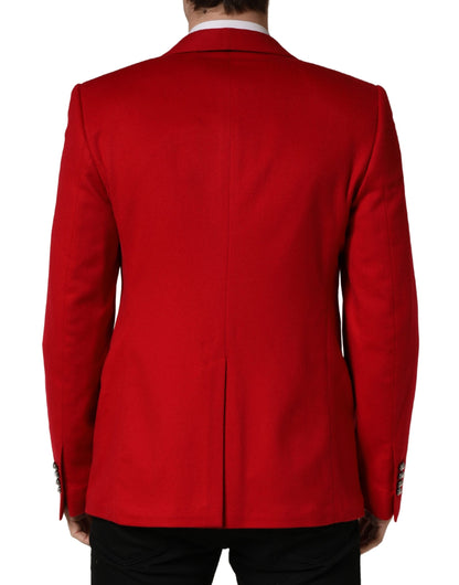 Red Cashmere Single Breasted Jacket Blazer