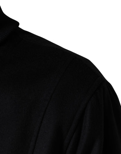 Black Cashmere Knitted Button Down Jacket