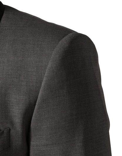 Gray Wool Single Breasted 1 Button 3PC Suit