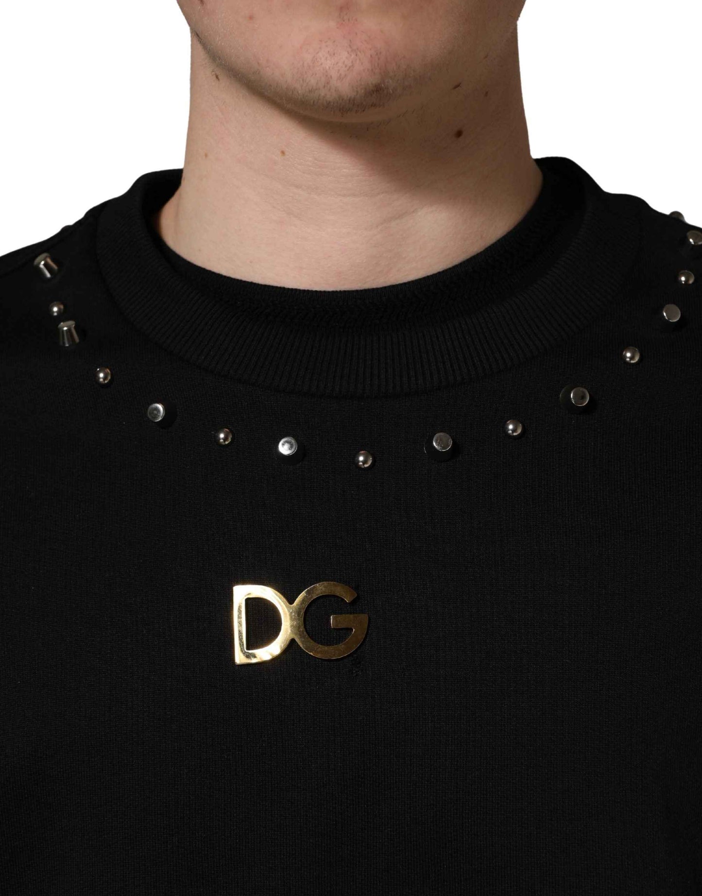 Black Embellished Cotton Sweatshirt Sweater