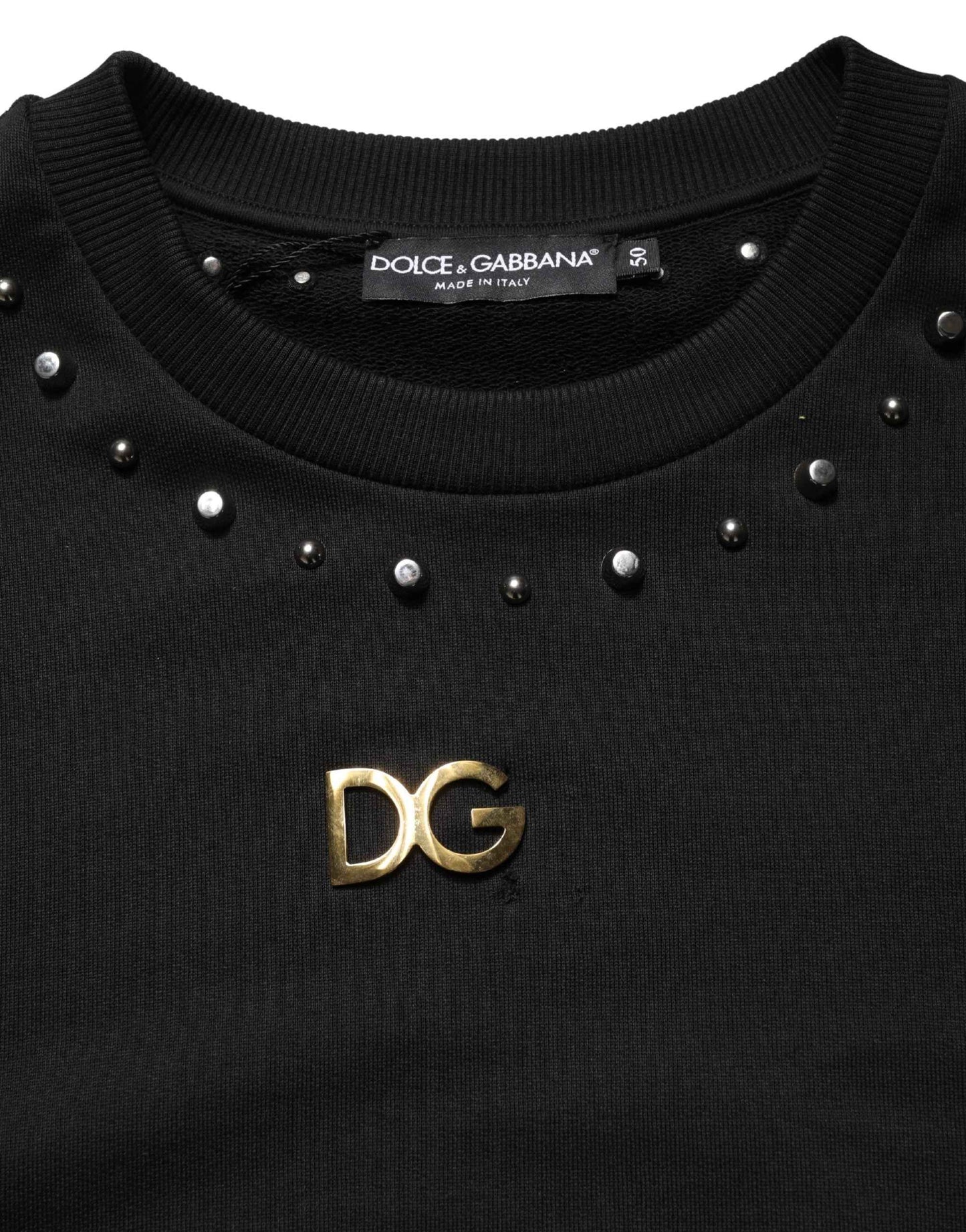 Black Embellished Cotton Sweatshirt Sweater