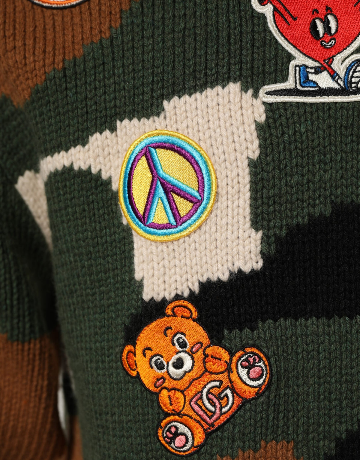 Multicolor Intarsia-Knit Camouflage Pullover Sweater