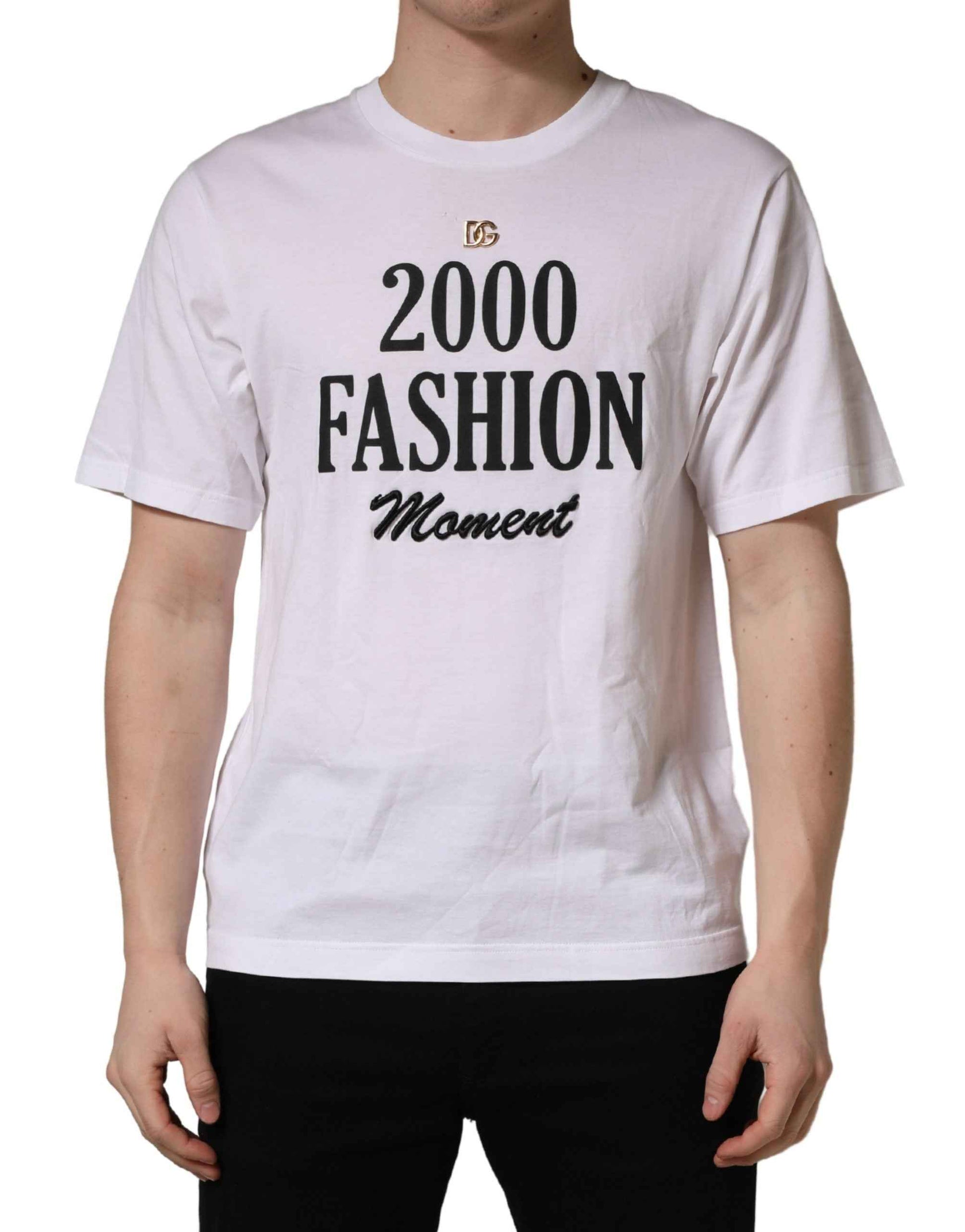 White Graphic Print DG Men Crew Neck T-shirt
