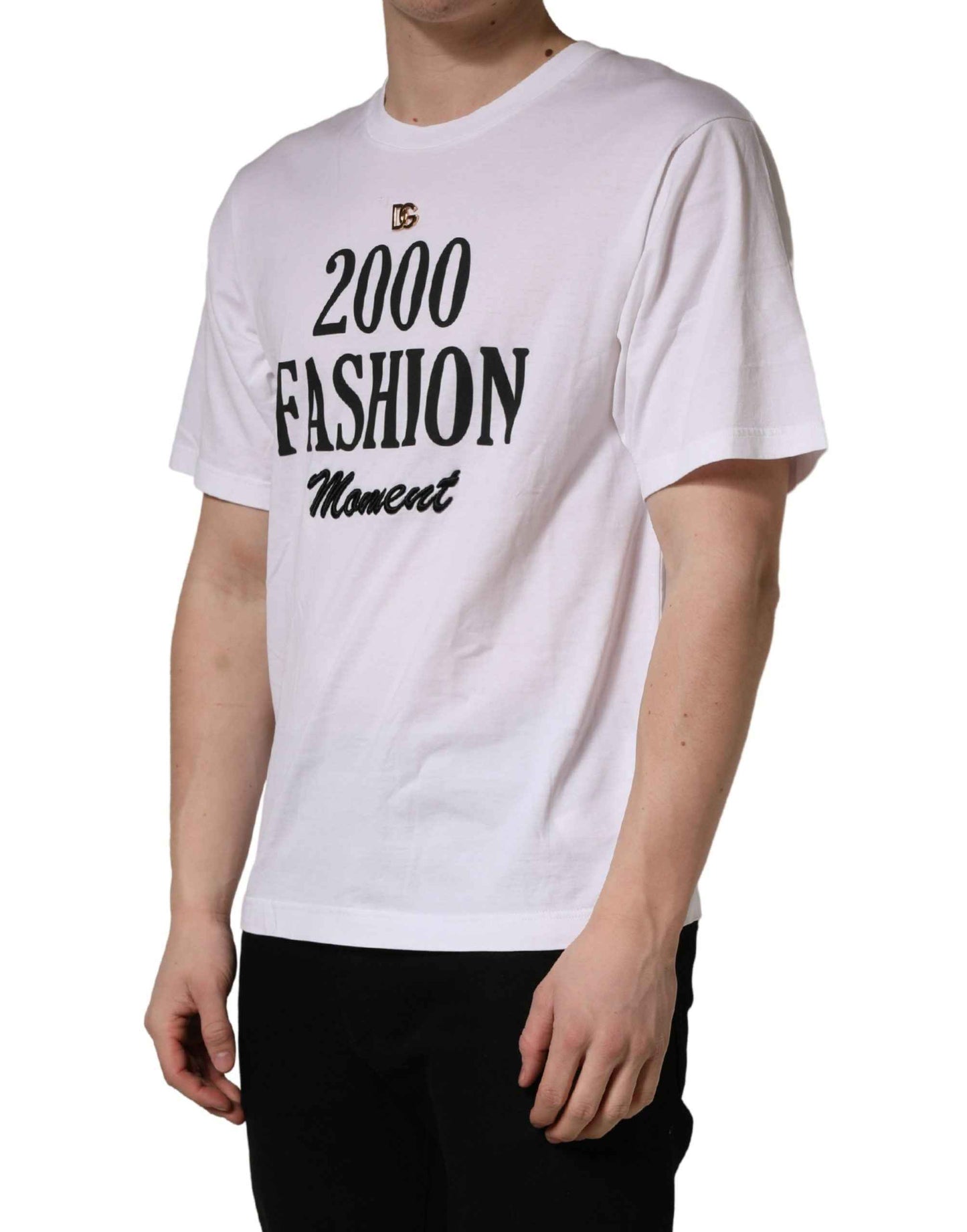 White Graphic Print DG Men Crew Neck T-shirt