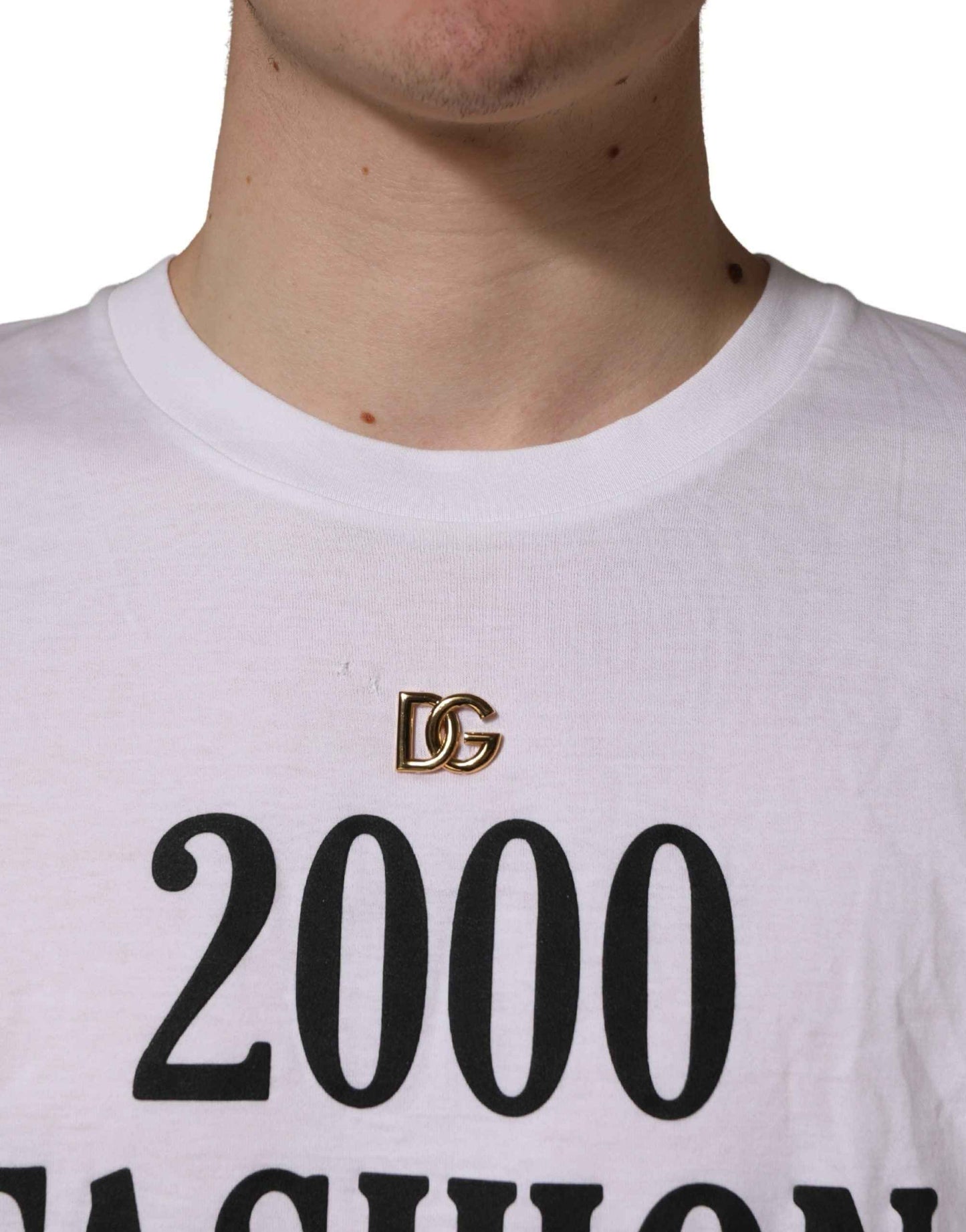 White Graphic Print DG Men Crew Neck T-shirt