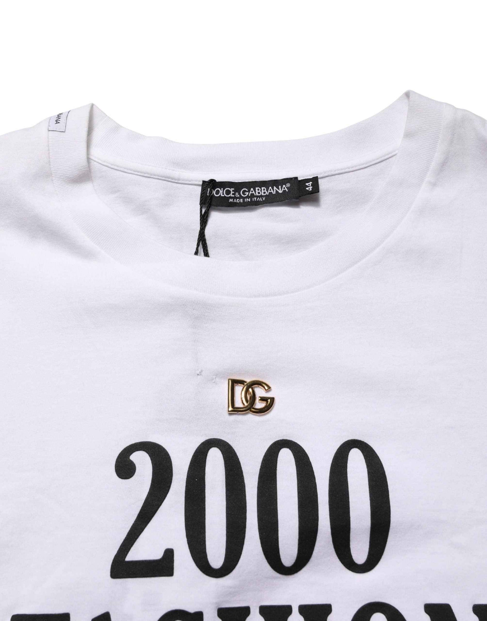 White Graphic Print DG Men Crew Neck T-shirt