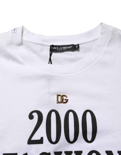 White Graphic Print DG Men Crew Neck T-shirt