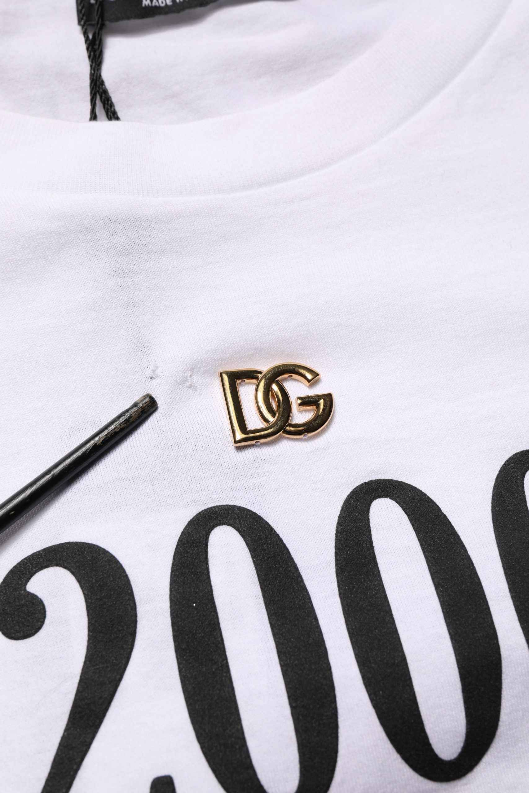 White Graphic Print DG Men Crew Neck T-shirt