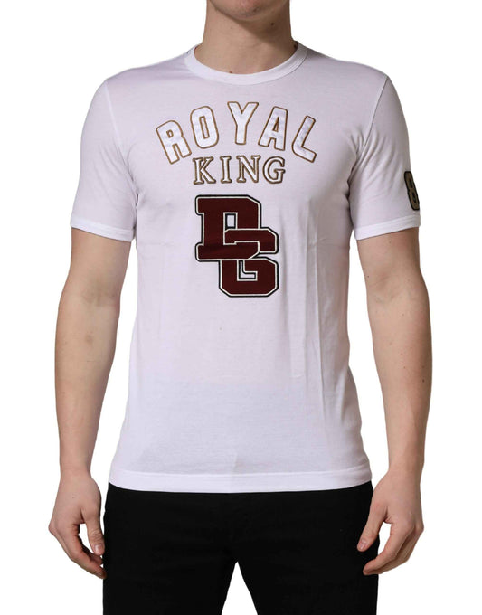 White DG King Royal Crew Neck Cotton  T-shirt