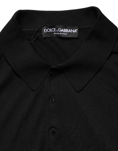 Black Wool Short Sleeves Men Polo  T-shirt