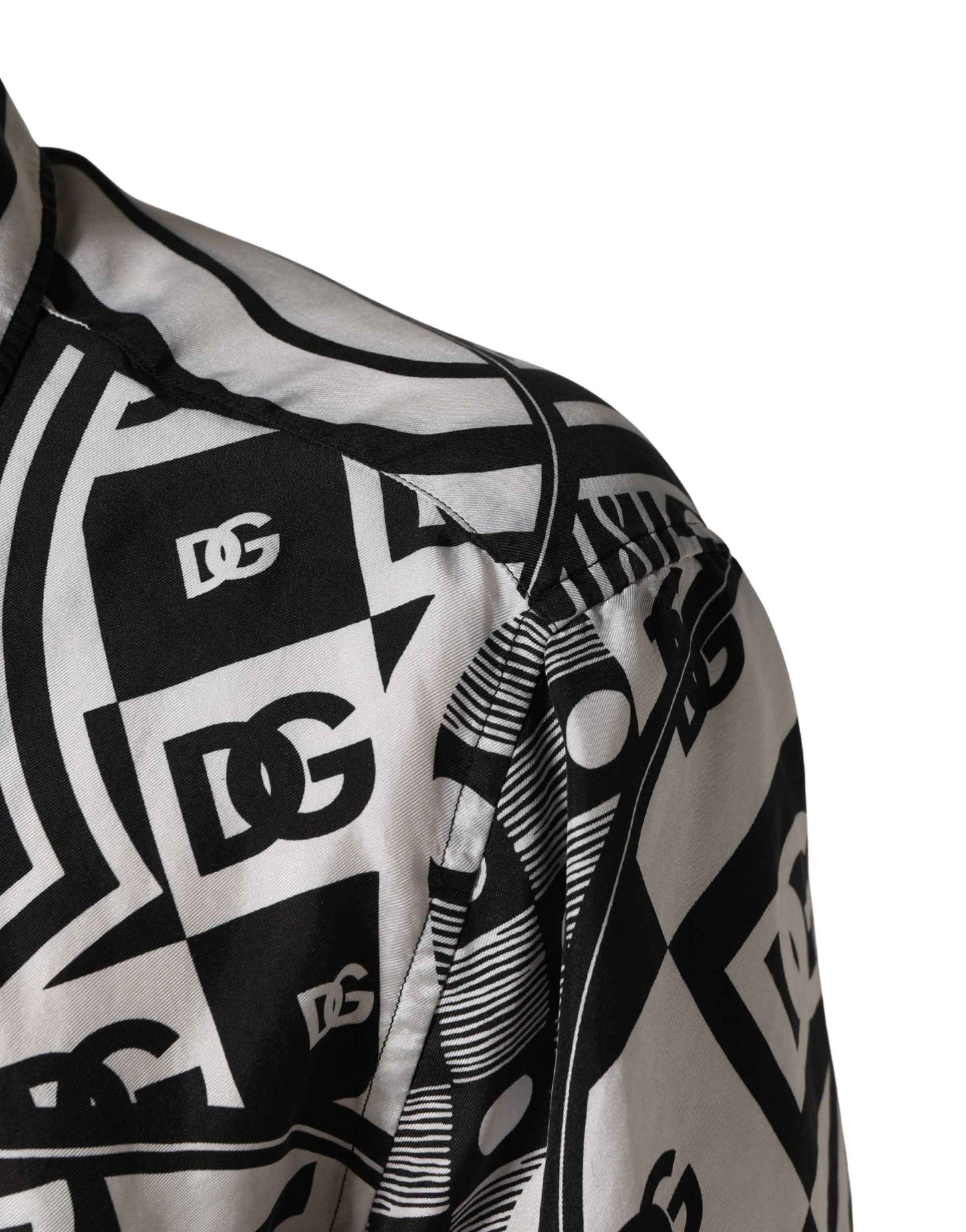 Black White Bandana Print Collared Shirt